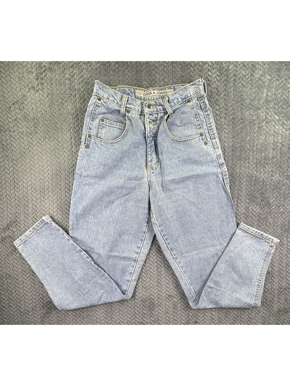 Vintage 90s Zena Jeans High Rise Taper Sz 9 Mom Jean Double Button USA 0042